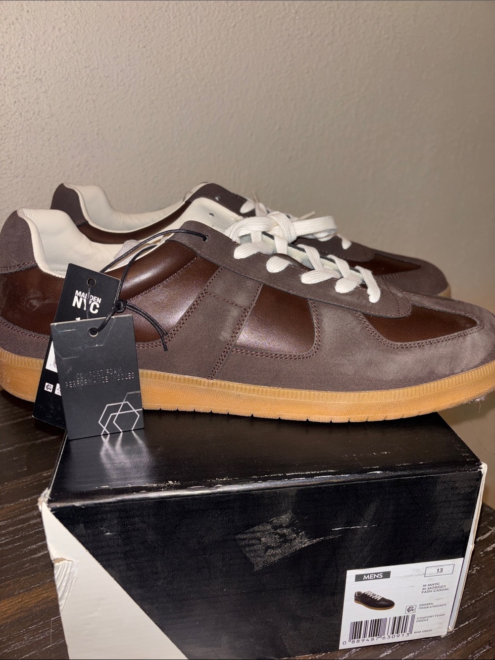 Madden NYC Men’s Brown Suede & Leather Low-Top Sneakers with Gum Sole 13